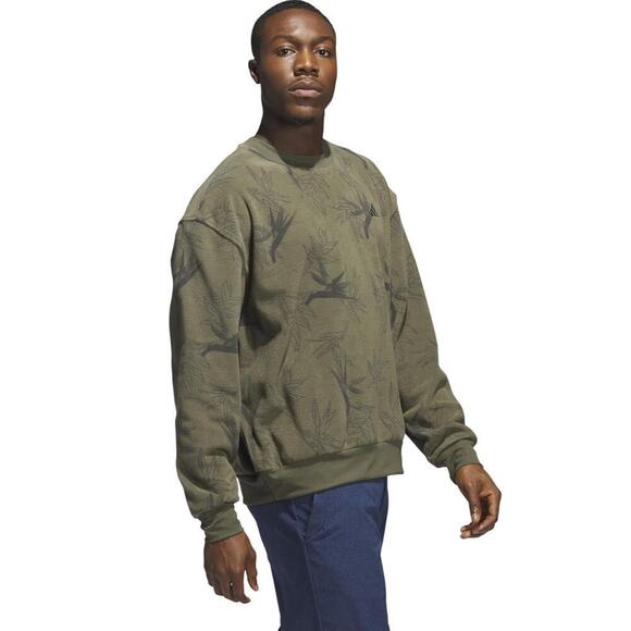 Adidas Oasis Crew Sweatshirt Olive Green Medium NWT - Picture 4 of 12